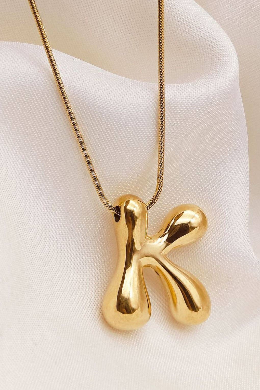 18K Gold Plated Waterproof Stainless Steel Initial Necklace - 0147: L