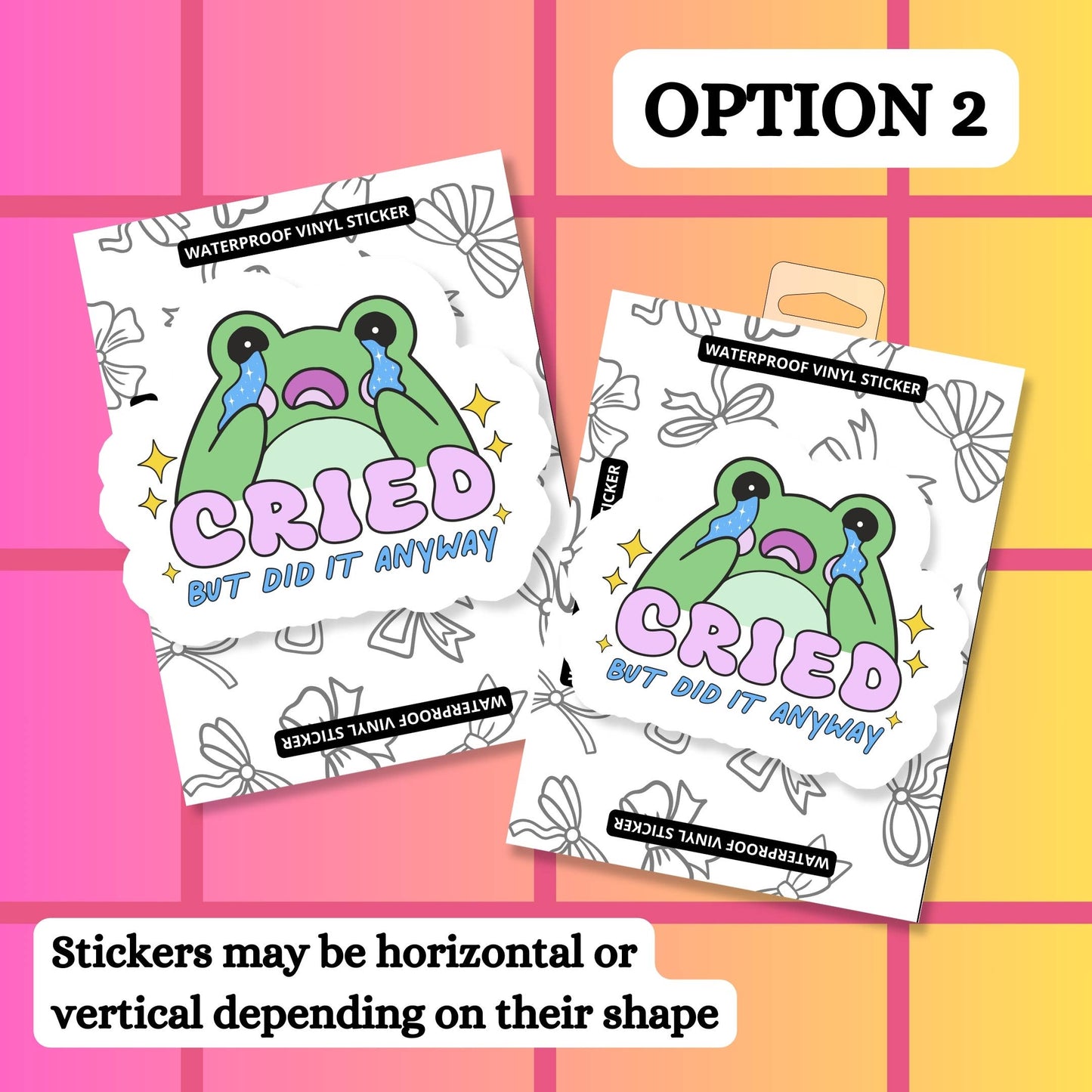 Frog Cry Relatable Mental Health Waterproof Vinyl Sticker: Matte / Done!