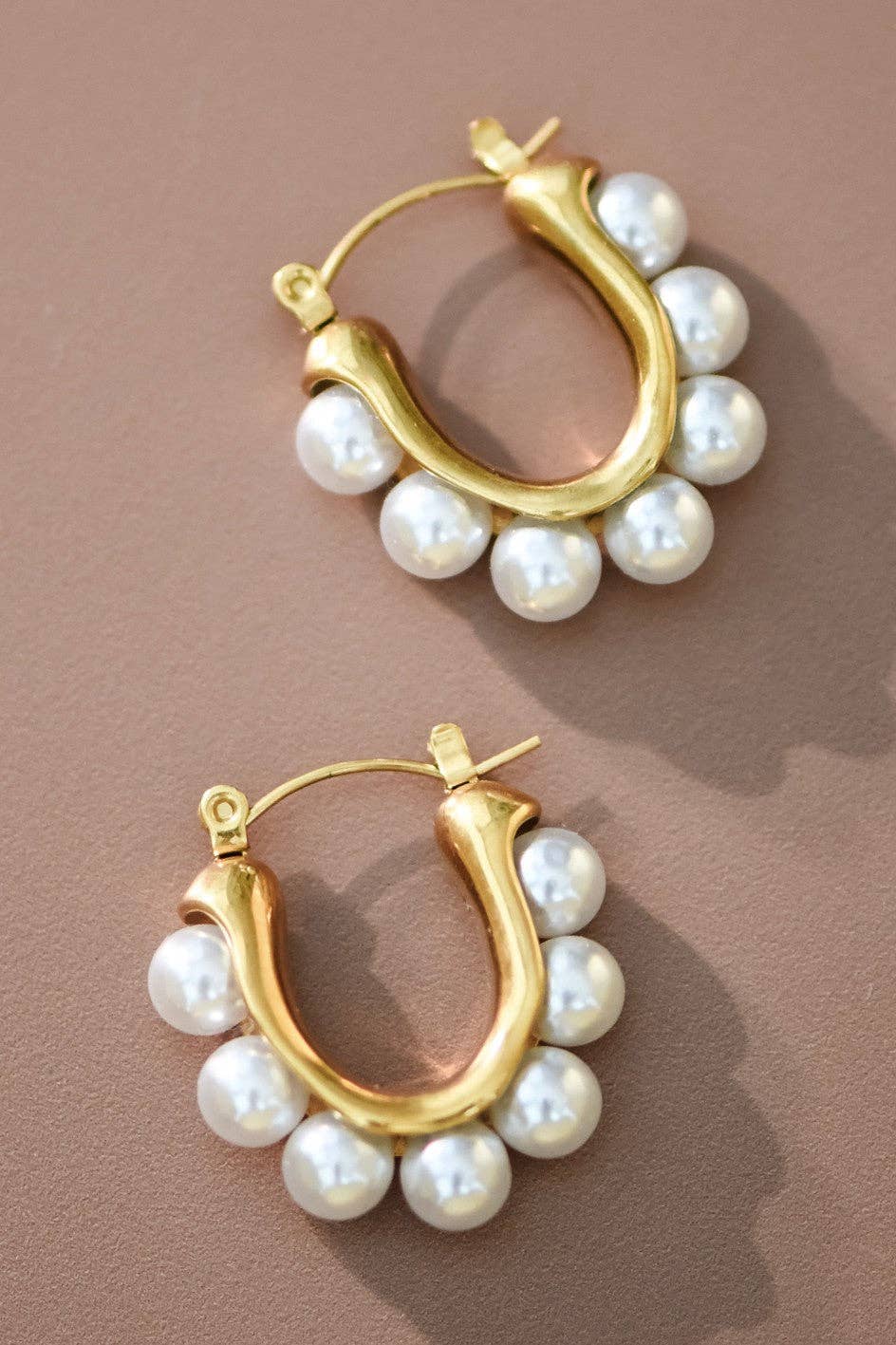 18K Gold Plated Waterproof Stainless Steel Hoop Earrings - 7019: S0OX3T7019