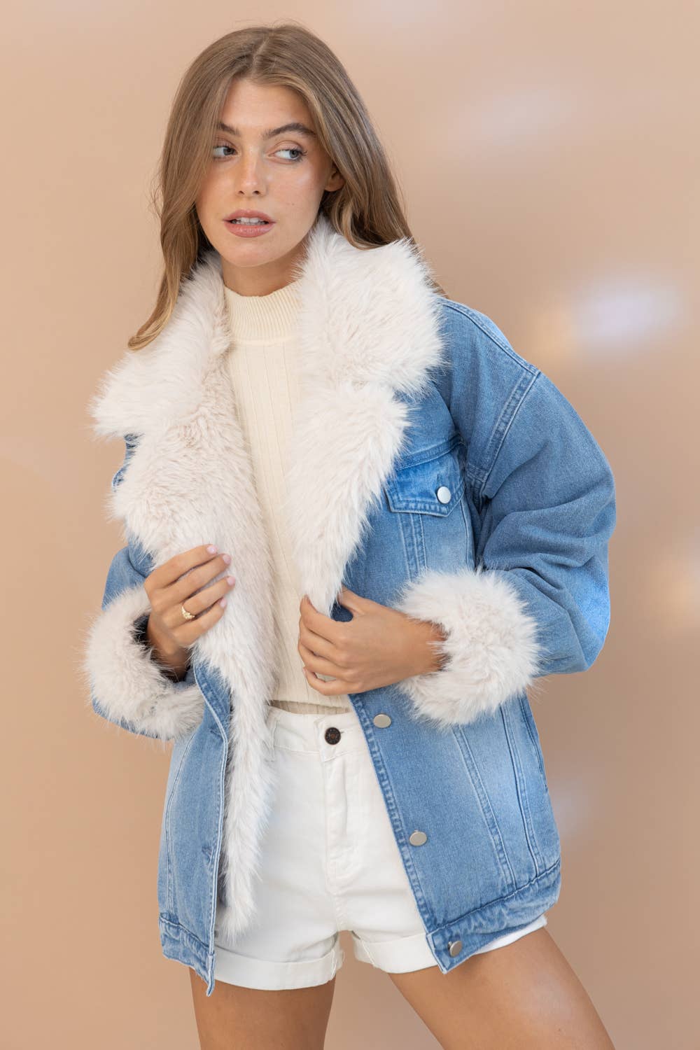 Fur Trim Denim Jacket