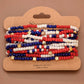 Patriotic Americana Red White Blue Seed Bead Bracelet Set – 8070: S0OX3T8070