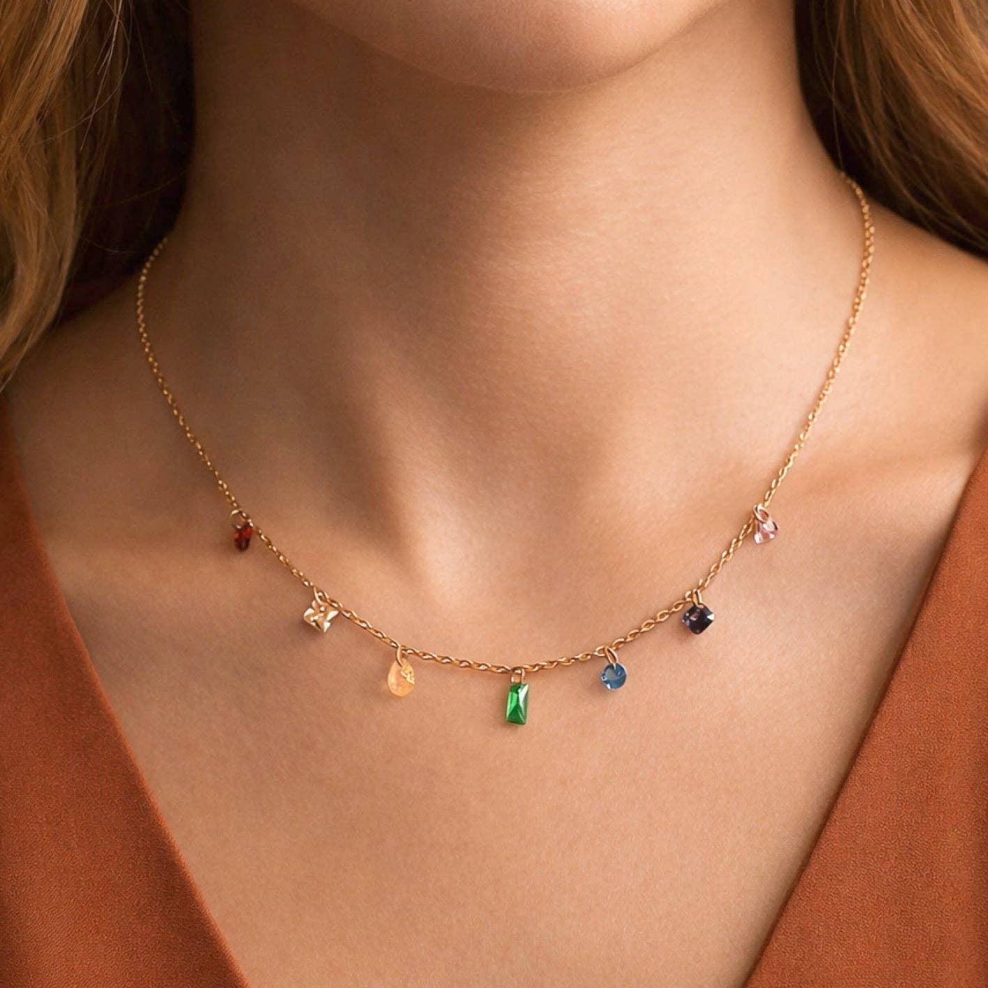 18K Gold Plated Waterproof Stainless Steel Chain Necklace - 6999: S0OX3T6999