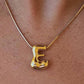 18K Gold Plated Waterproof Stainless Steel Initial Necklace - 0147: L