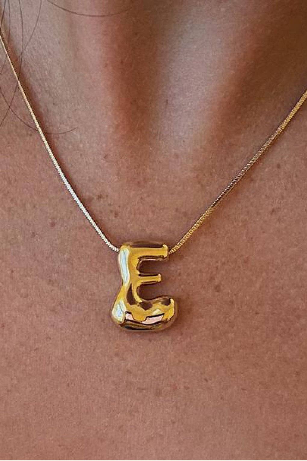 18K Gold Plated Waterproof Stainless Steel Initial Necklace - 0147: L
