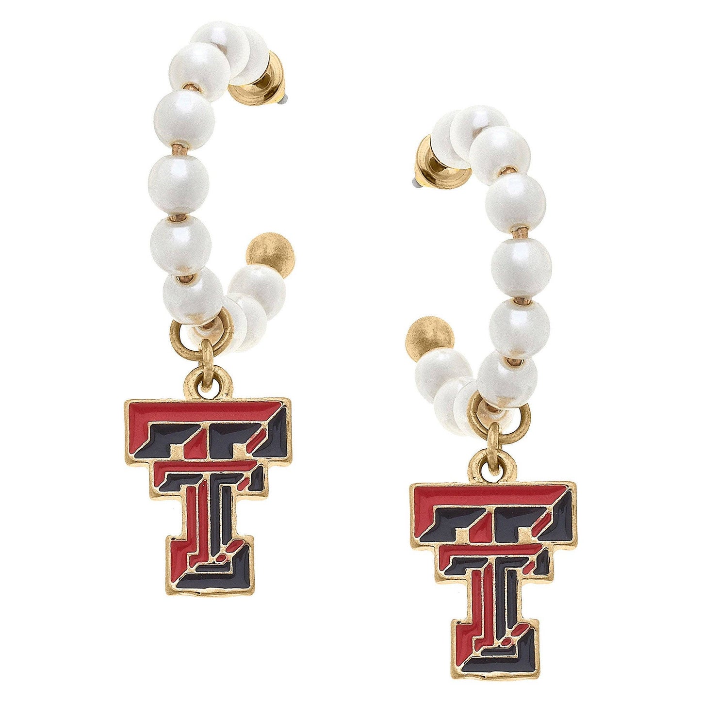 Texas Tech Pearl Hoop Earrings
