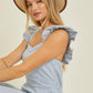 Ruffle Denim Jumpsuit