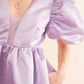 22541D - Solid Woven Balloon Puff Mini Dress: LAVENDER / S