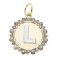Rhinestone Letter Disc Charm in Shiny Gold: L