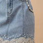 Embellished Denim Mini Skirt