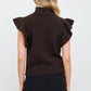 Ruffle Sleeve Sweater - Brown