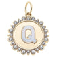 Rhinestone Letter Disc Charm in Shiny Gold: L