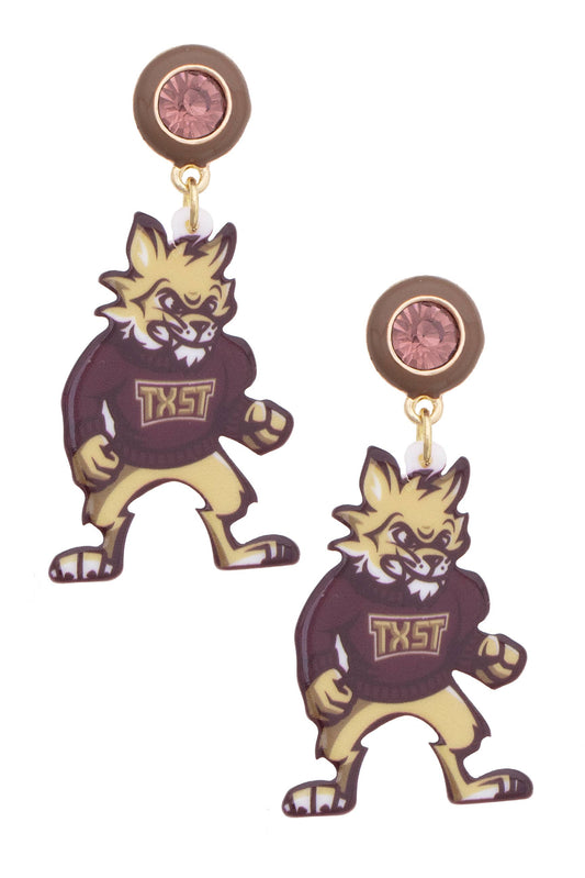 Texas State Bobcats Resin Mascot Earrings