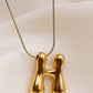 18K Gold Plated Waterproof Stainless Steel Initial Necklace - 0147: L