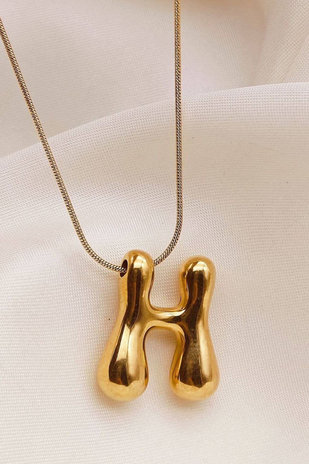 18K Gold Plated Waterproof Stainless Steel Initial Necklace - 0147: L