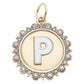 Rhinestone Letter Disc Charm in Shiny Gold: L