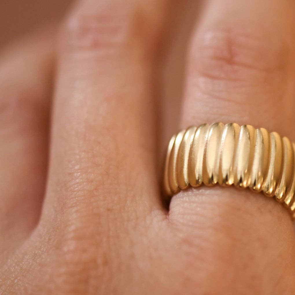 18K Gold Plated Waterproof Stainless Steel Ring - 7884: S0OX3T7884