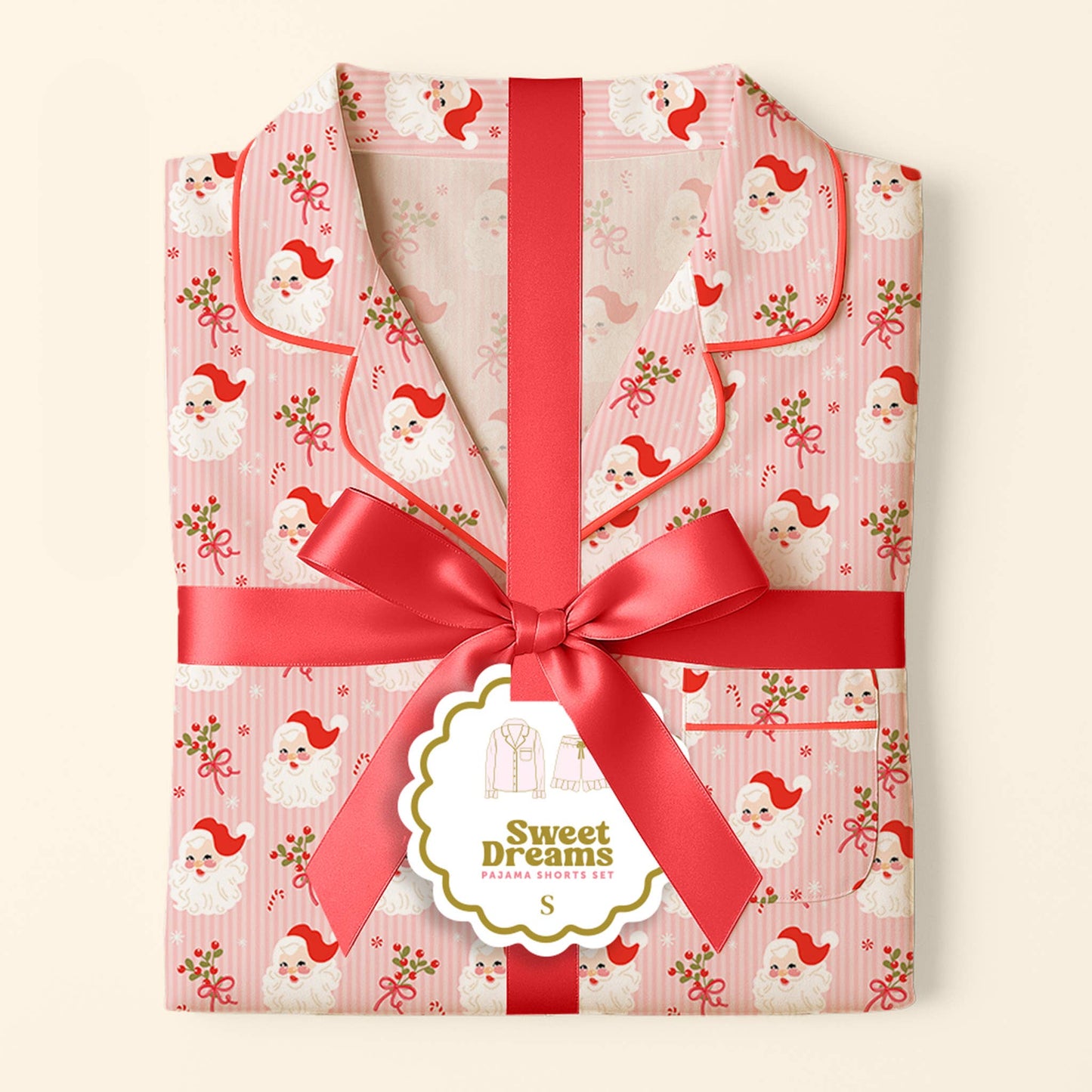 Pajama Shorts Set-Jolly Santa