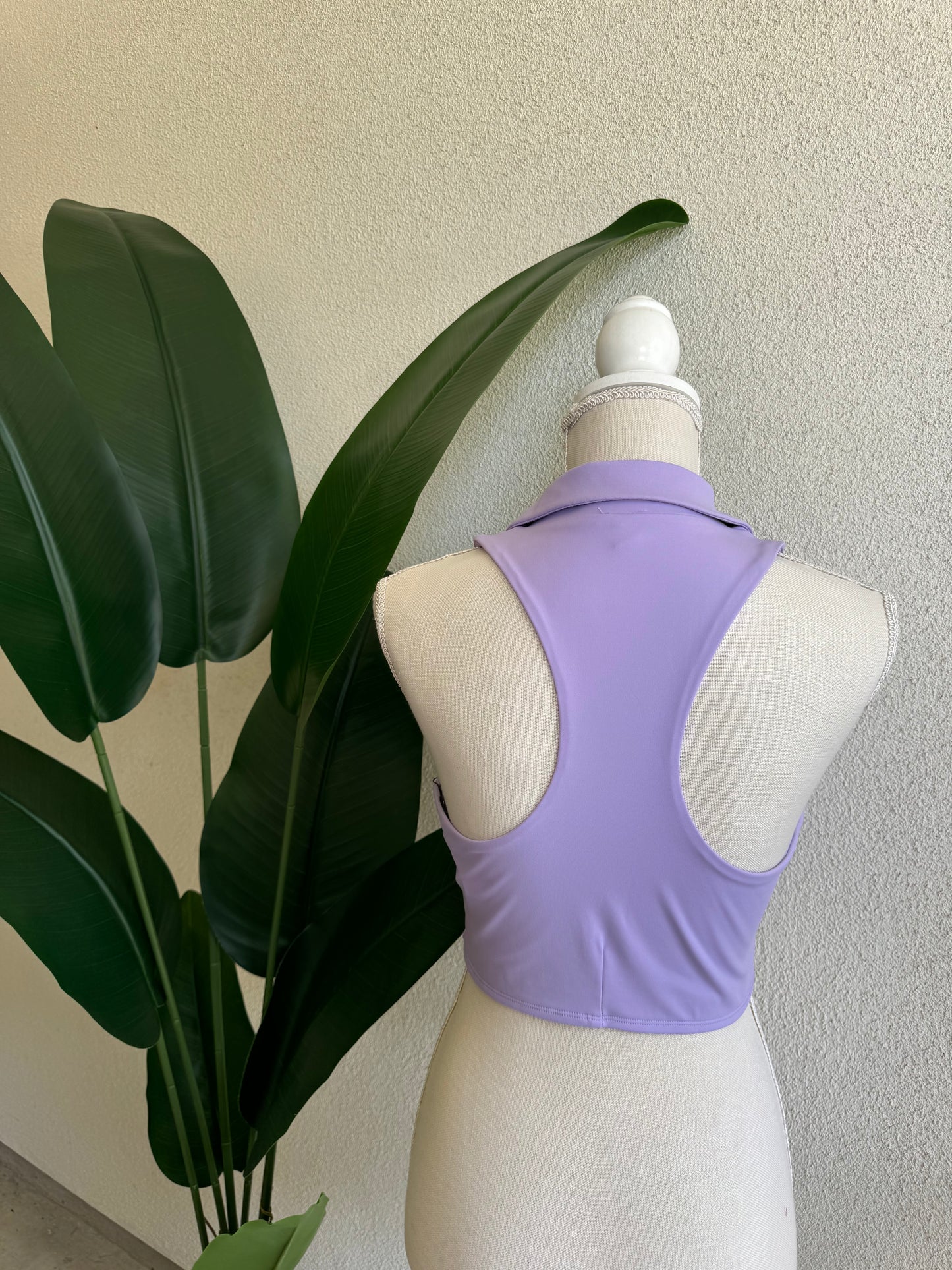 Lavender Collared Crop Athletic Tank