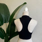 Black Collared Cropped Athletic Tank