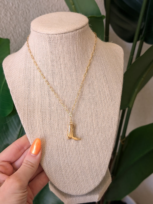Golden Cowgirl Boot Necklace