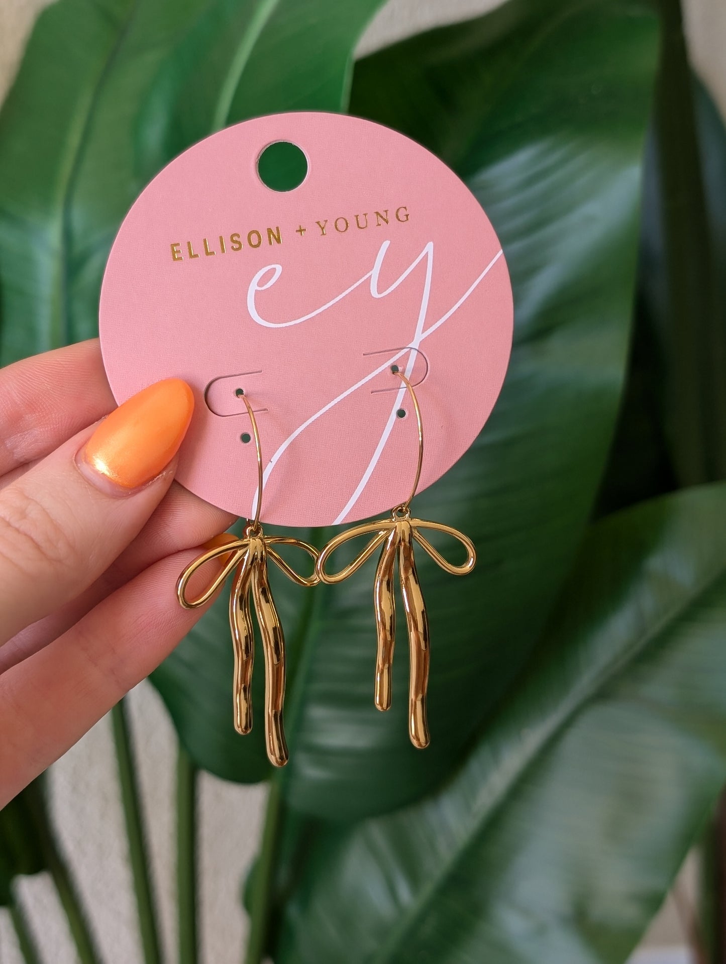 Gold Bow Drop Earrings
