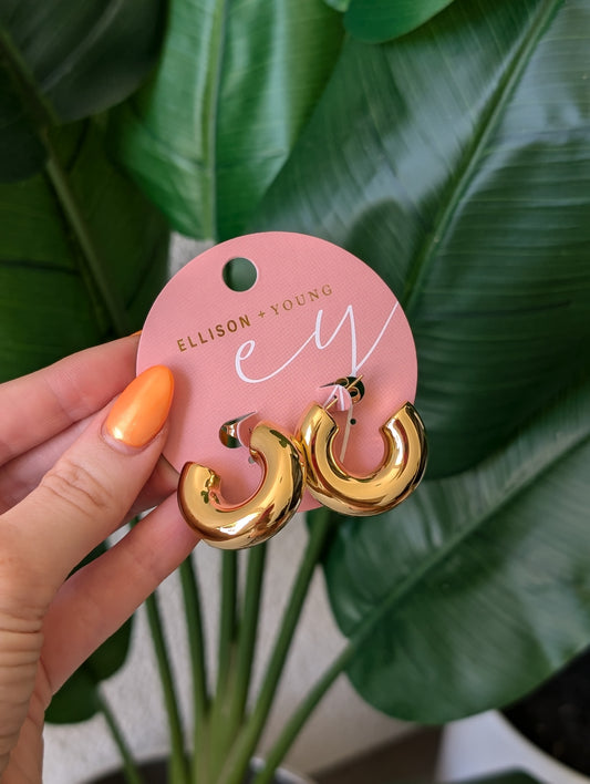 Gold Hollow Hoop Earrings Large