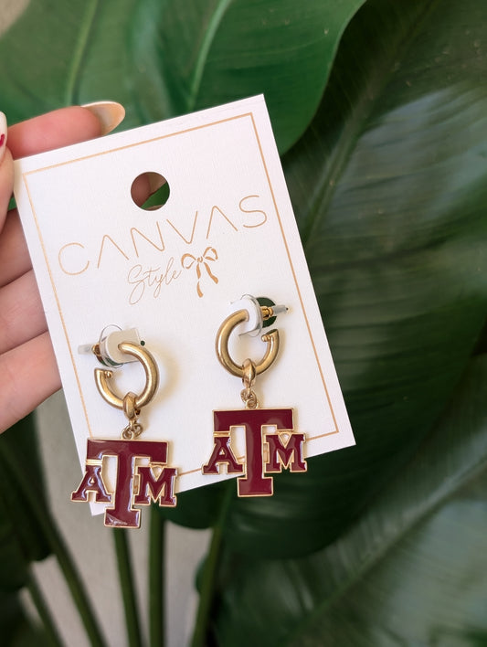 Texas A&M Hoop Earrings