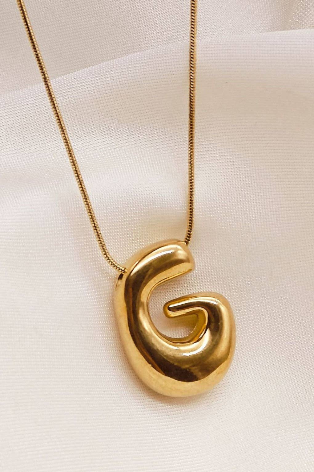 18K Gold Plated Waterproof Stainless Steel Initial Necklace - 0147: L
