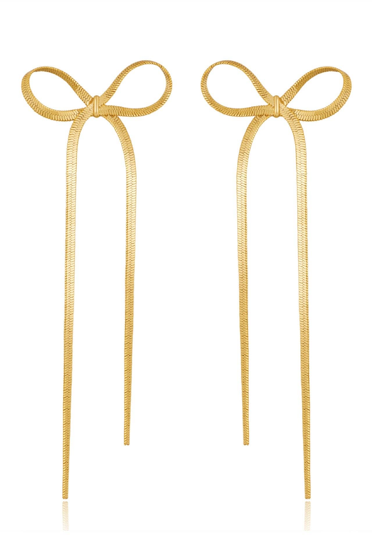 18K Gold PVD Plated Waterproof Stainless Steel Bow Earrings - 7489: S0OX3T7489 Gold