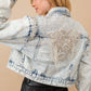 Acid Washed Embellished Denim Jacket