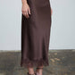 Satin Lace Midi Skirt