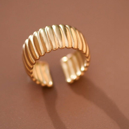 18K Gold Plated Waterproof Stainless Steel Ring - 7884: S0OX3T7884