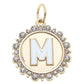 Rhinestone Letter Disc Charm in Shiny Gold: L