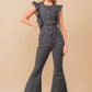 Ruffle Denim Jumpsuit