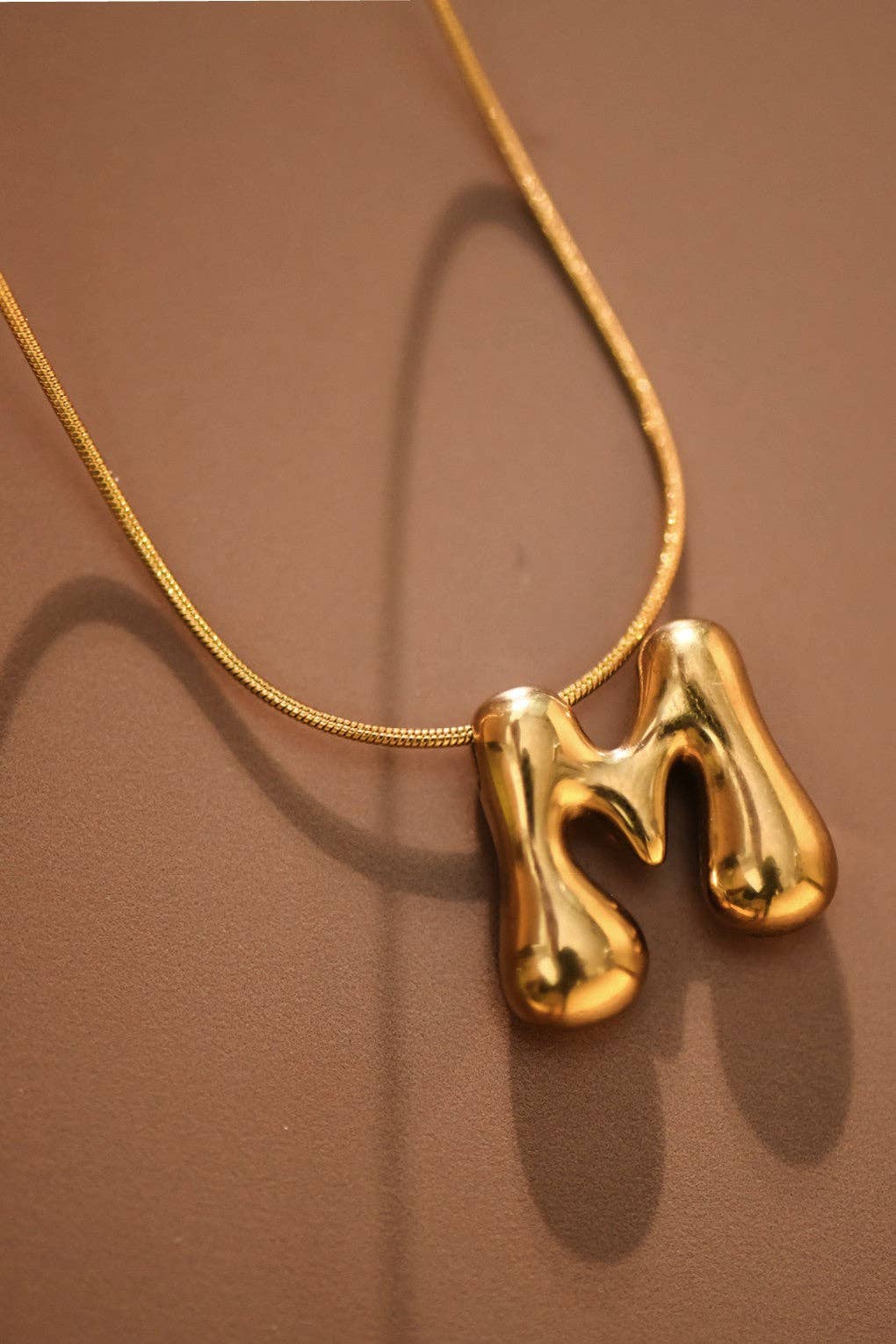 18K Gold Plated Waterproof Stainless Steel Initial Necklace - 0147: L