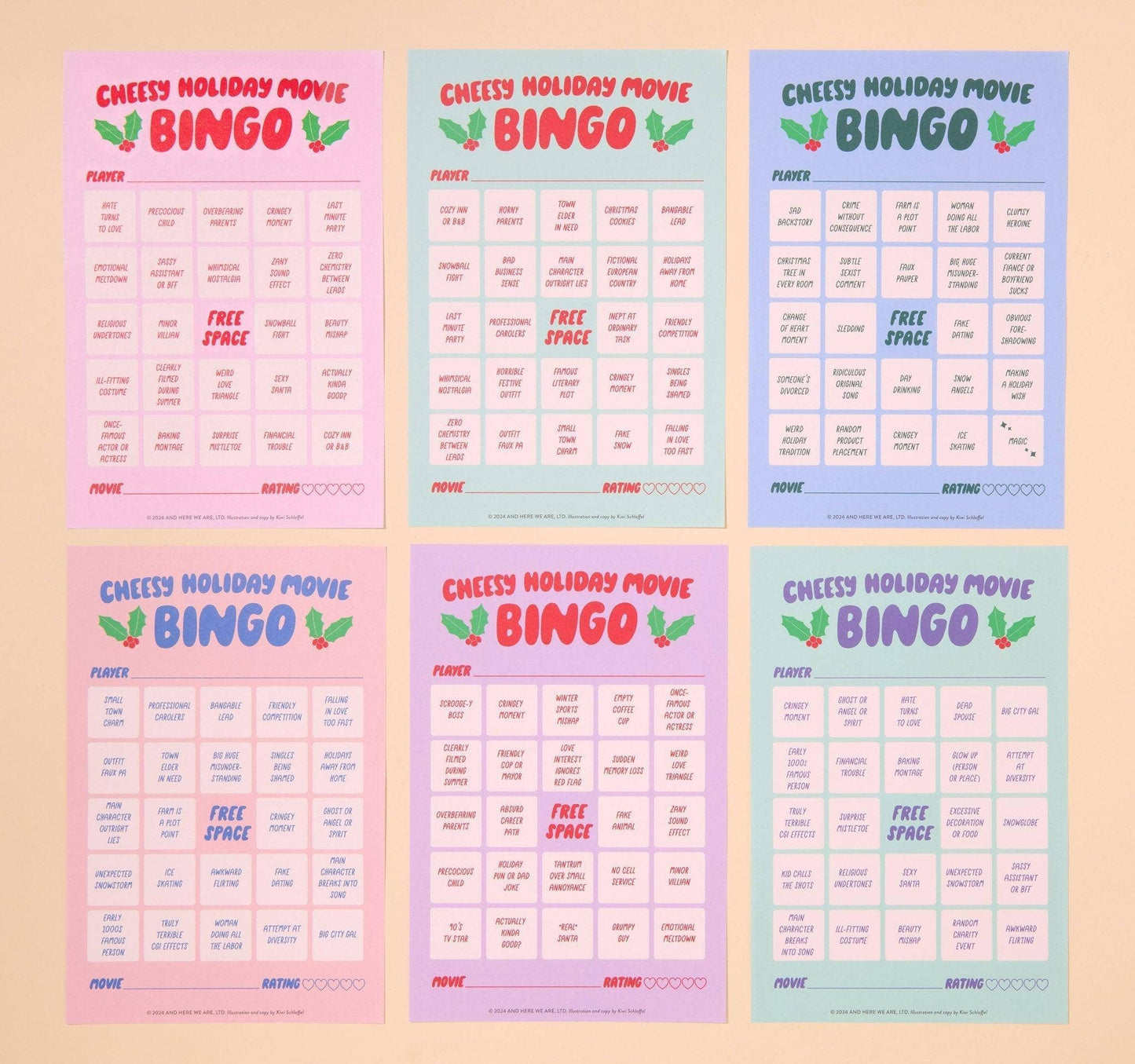 Cheesy Holiday Movie Bingo (Updated Format) by Your Gal Kiwi—Cheesy Holiday Xmas