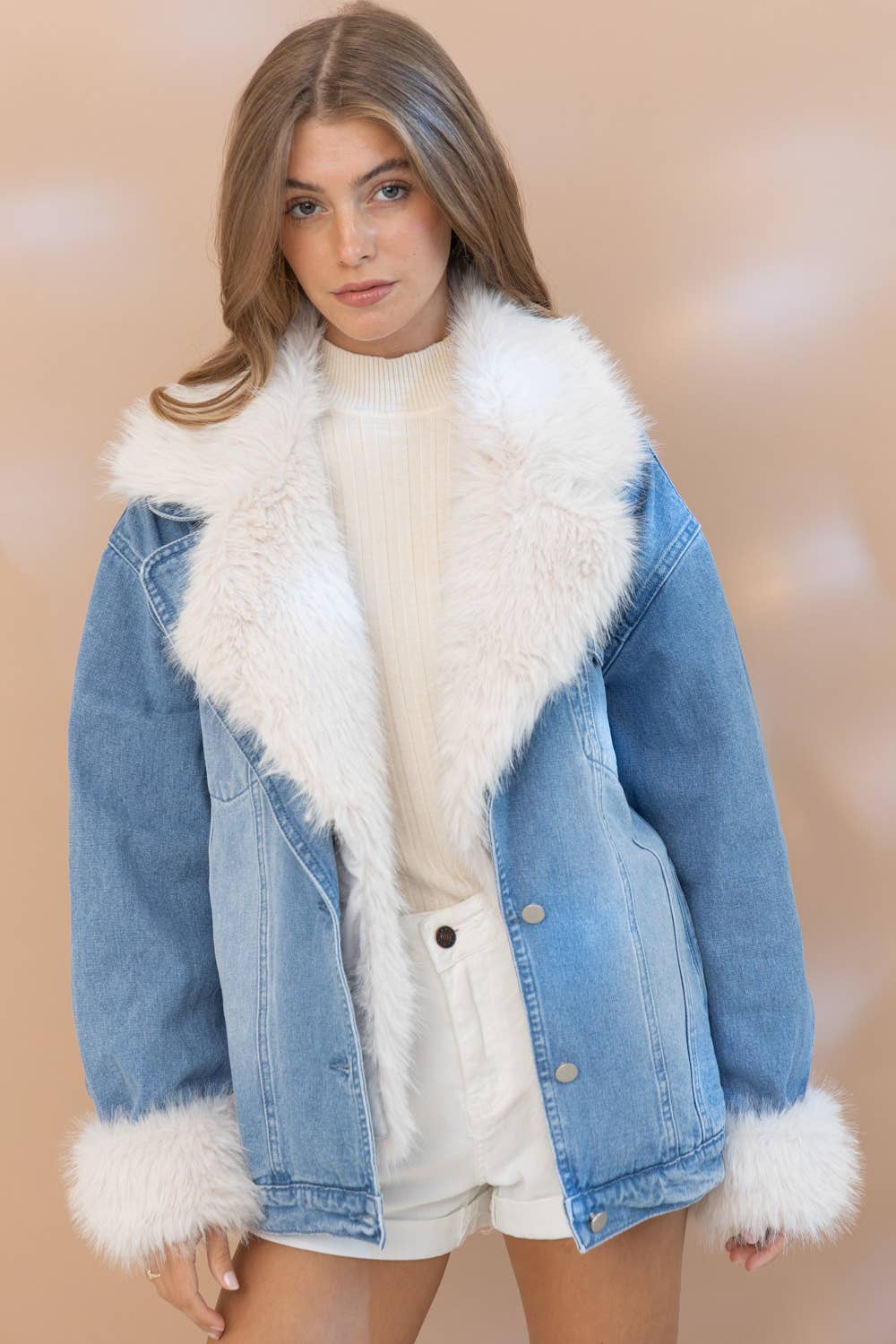 Fur Trim Denim Jacket