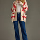 Tan & Red Bow Cardigan