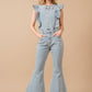Ruffle Denim Jumpsuit