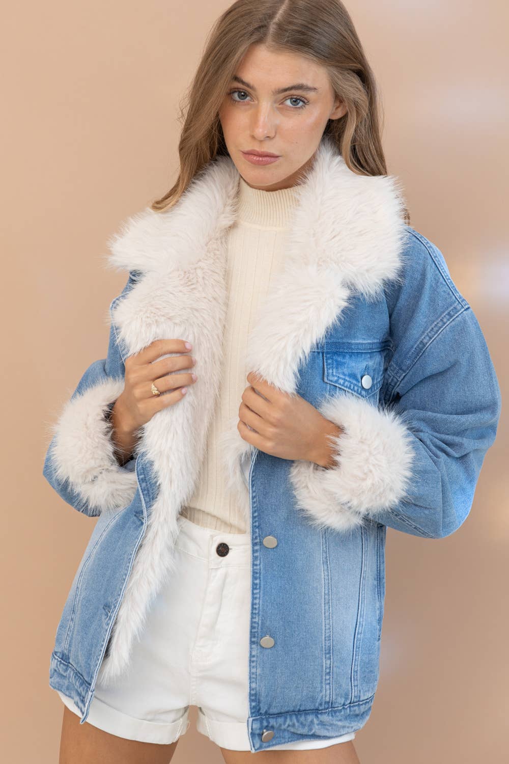 Fur Trim Denim Jacket