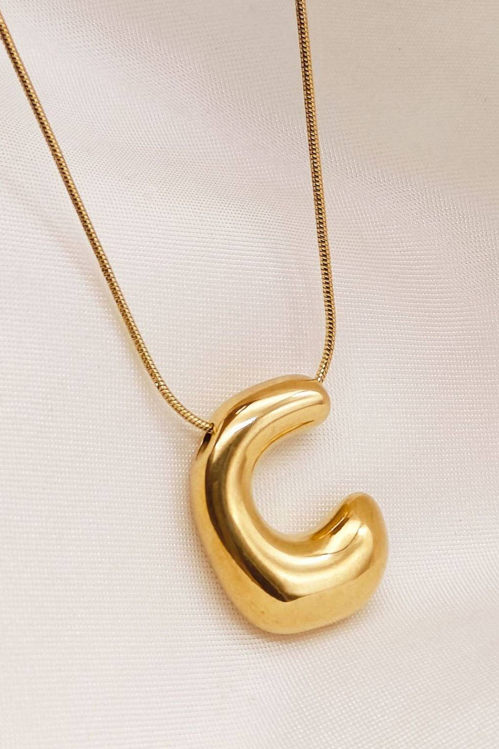 18K Gold Plated Waterproof Stainless Steel Initial Necklace - 0147: L