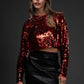Red Sequin Crop Top