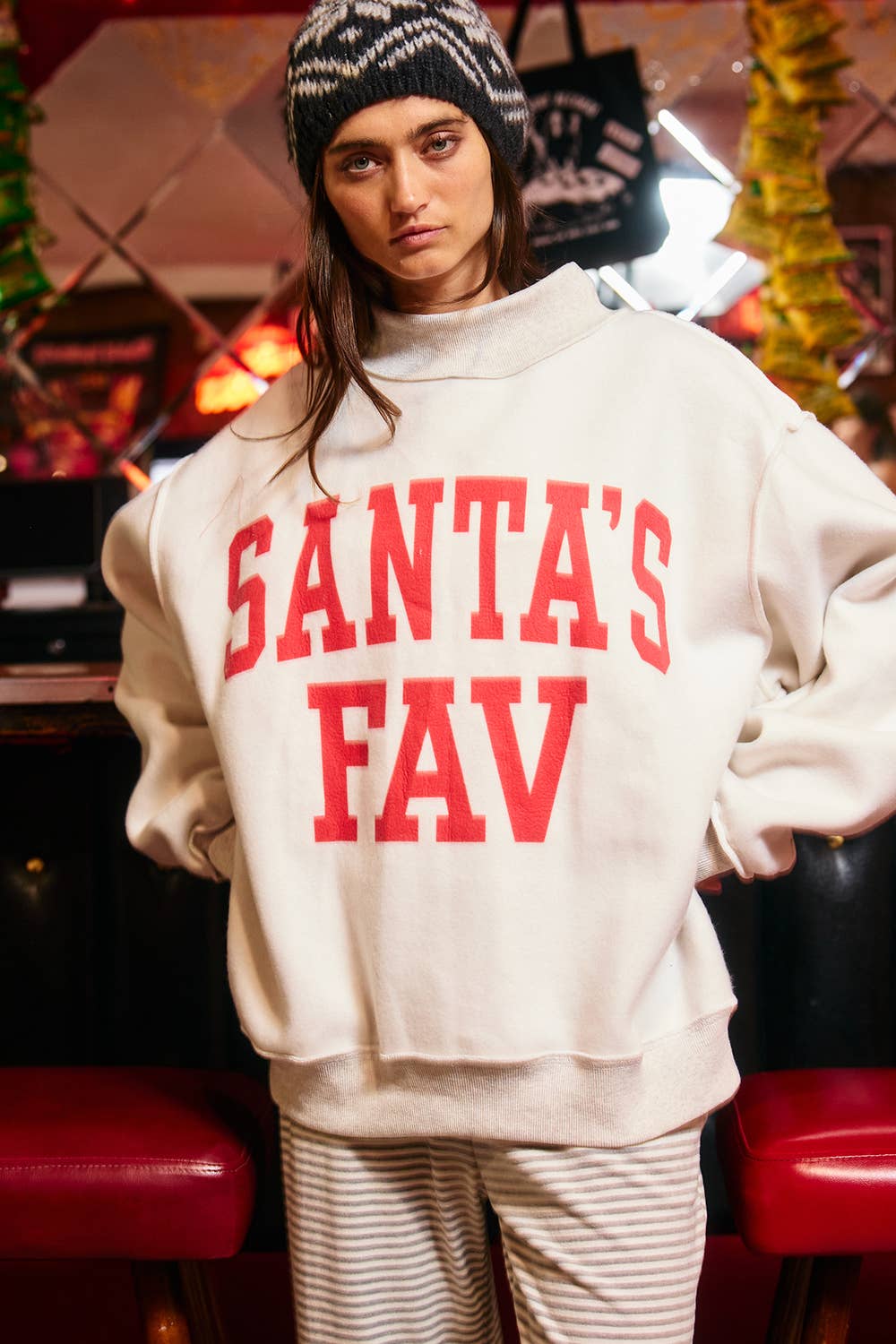 IT2594-SANTABABY | Reversible Mock Neck Sweatshirt: ASH GREY / S/M
