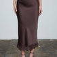 Satin Lace Midi Skirt