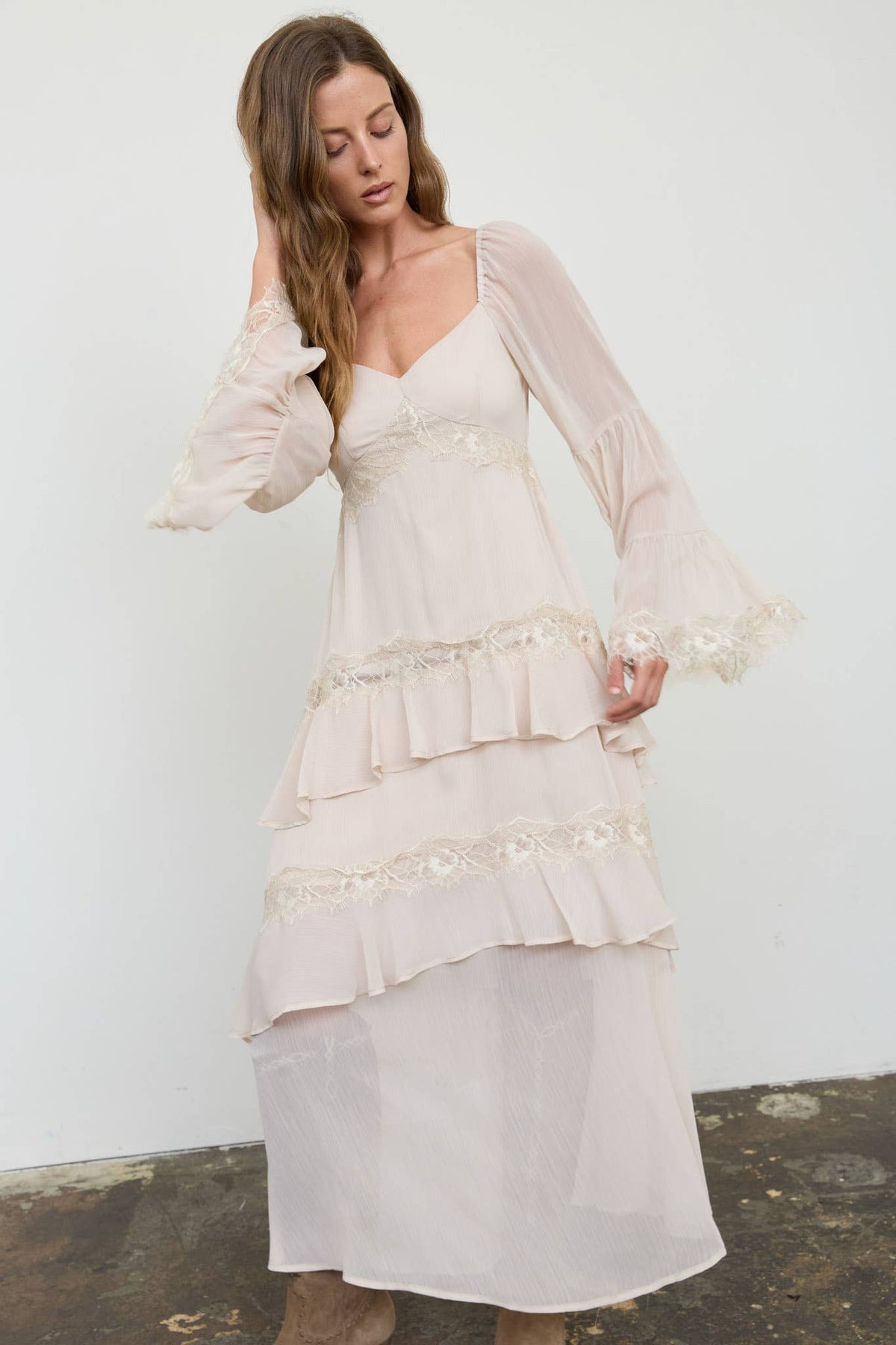 Ruffle and Lace Tiered Dress