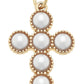 Pearl Cross Charm in Shiny Gold