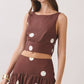 Polka Dot Open Back Tie Crop Top