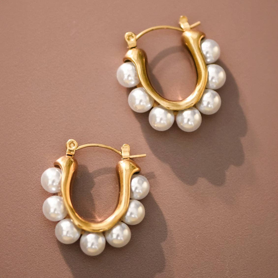 18K Gold Plated Waterproof Stainless Steel Hoop Earrings - 7019: S0OX3T7019