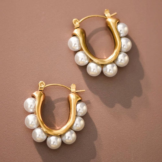 18K Gold Plated Waterproof Stainless Steel Hoop Earrings - 7019: S0OX3T7019