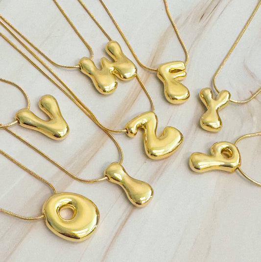 Balloon Letter Initial Necklace: Yellow Gold / Z